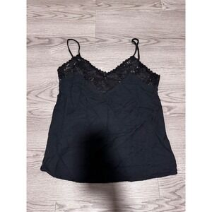 My Michelle Black Lace Trim Cami Top Sleeveless Casual‎ Tank Women's  Small Med